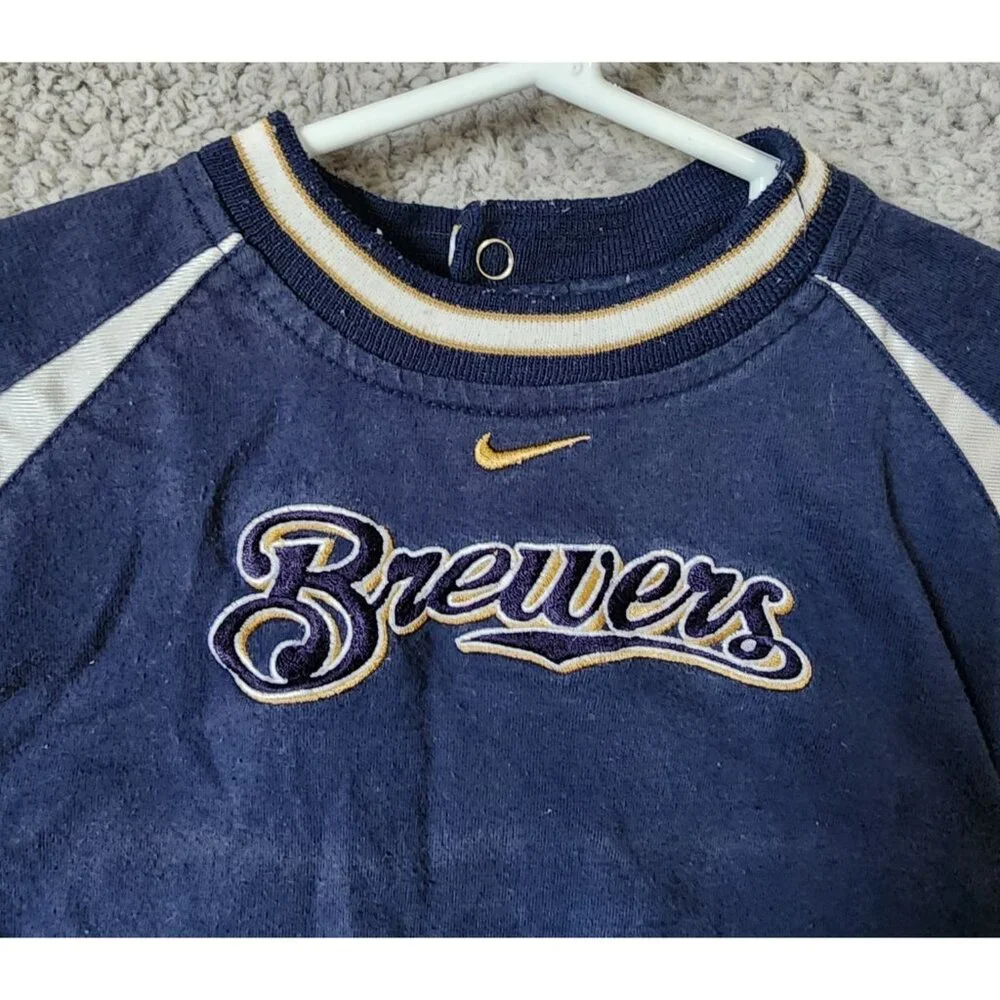 NIKE MLB Milwaukee Brewers Baby‎ Size 18-24 Mos Baseball Bodysuit Baby Toddler